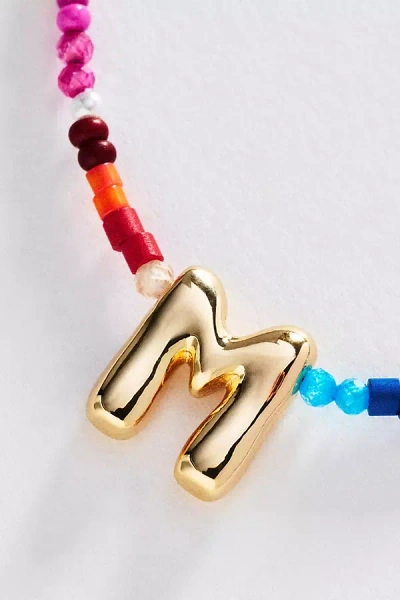 By Anthropologie Mini Beaded Bubble Initial Necklace In Gold