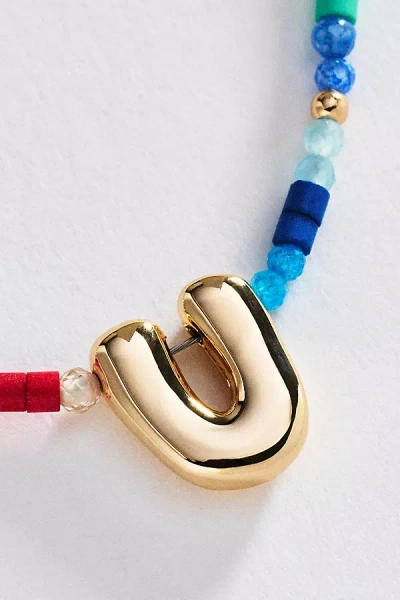 By Anthropologie Mini Beaded Bubble Initial Necklace In Gold
