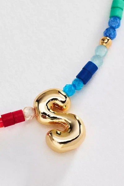 By Anthropologie Mini Beaded Bubble Initial Necklace In Gold