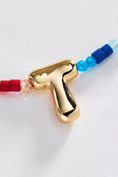 By Anthropologie Mini Beaded Bubble Initial Necklace In Gold