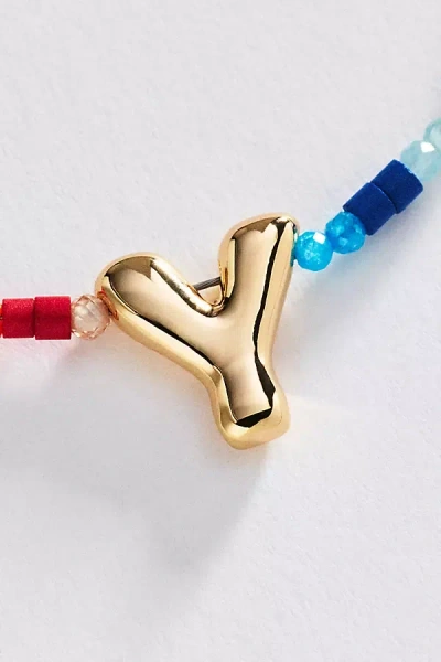 By Anthropologie Mini Beaded Bubble Initial Necklace In Gold