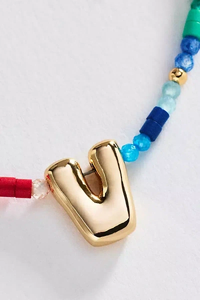By Anthropologie Mini Beaded Bubble Initial Necklace In Multi