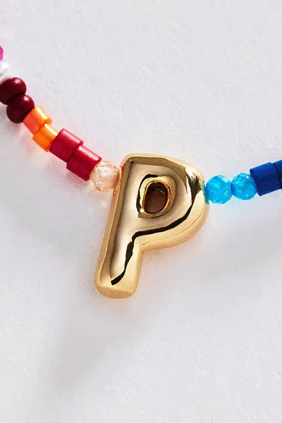By Anthropologie Mini Beaded Bubble Initial Necklace In Silver