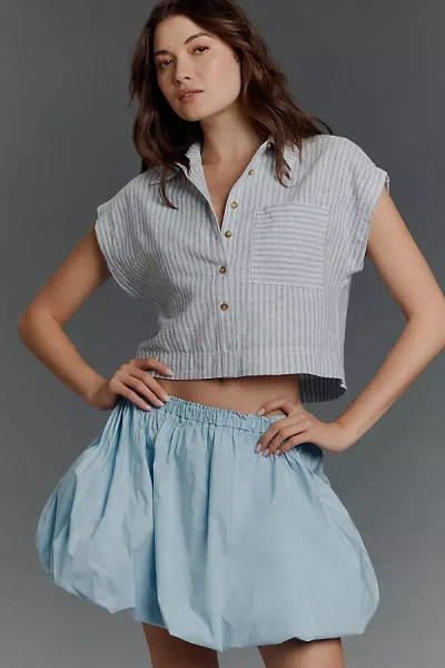 By Anthropologie Mini Bubble-hem Skirt In Blue