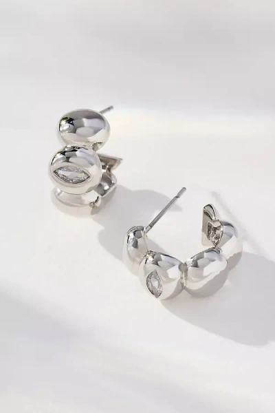 By Anthropologie Mini Bubble Hoop Earrings In Silver