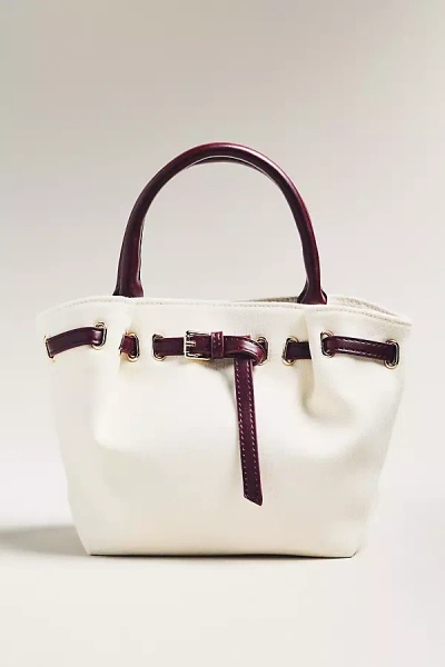 By Anthropologie Mini Canvas Cinched Buckle Tote In Sand