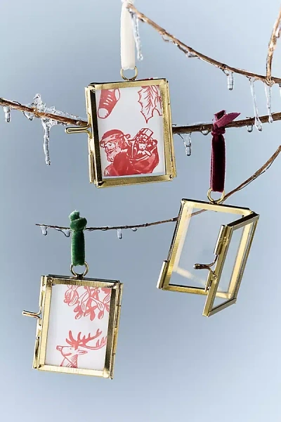 By Anthropologie Mini Frame Ornaments, Set Of 3 In Multi