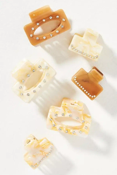 By Anthropologie Mini Hair Claw Clips, Set Of 6 In Neutral