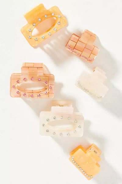 By Anthropologie Mini Hair Claw Clips, Set Of 6 In Orange