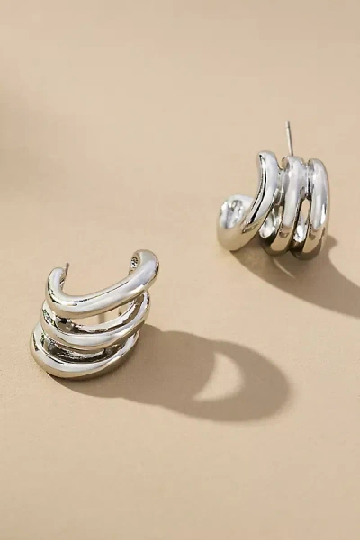 By Anthropologie Mini Hoop Stacker Earrings In Silver