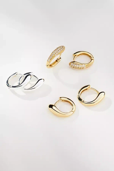 By Anthropologie Mini Huggie Hoop Earrings, Set Of 3 In Gold