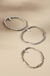 By Anthropologie Mini Mixed Beaded Bracelets, Set Of 3 In Silver