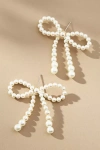 By Anthropologie Mini Pearl Bow Earrings In White