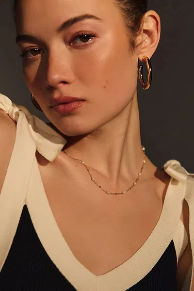 By Anthropologie Mini Pearl Chain Necklace In Gold