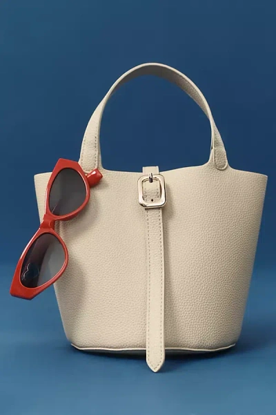 By Anthropologie Mini Pebbled Faux-leather Bucket Bag In Yellow