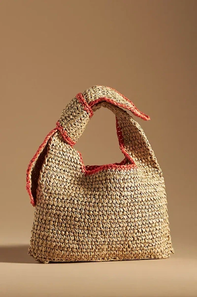 By Anthropologie Mini Raffia Knotted Tote In Beige