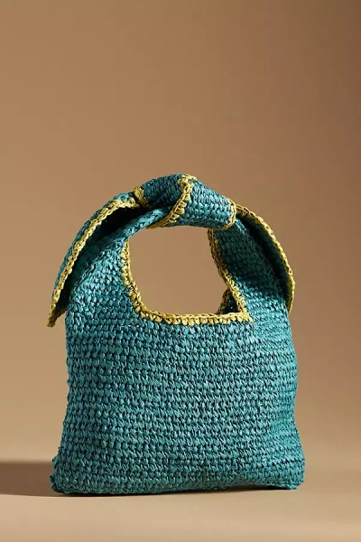By Anthropologie Mini Raffia Knotted Tote In Blue