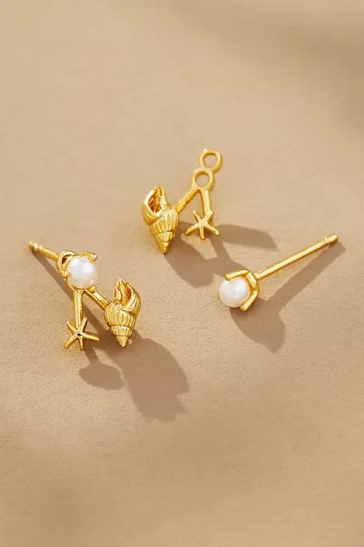 By Anthropologie Mini Sea Icon Post Earrings In Gold