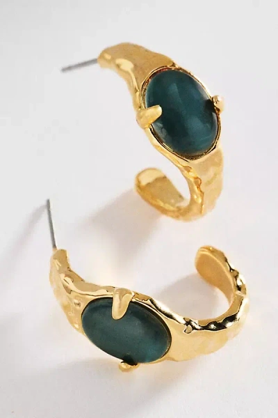 By Anthropologie Mini Stone Hoop Earrings In Gold