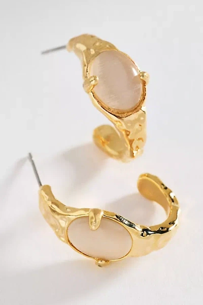 By Anthropologie Mini Stone Hoop Earrings In Gold