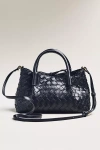 By Anthropologie Mini Top-handle Woven Tote With Wallet In Black