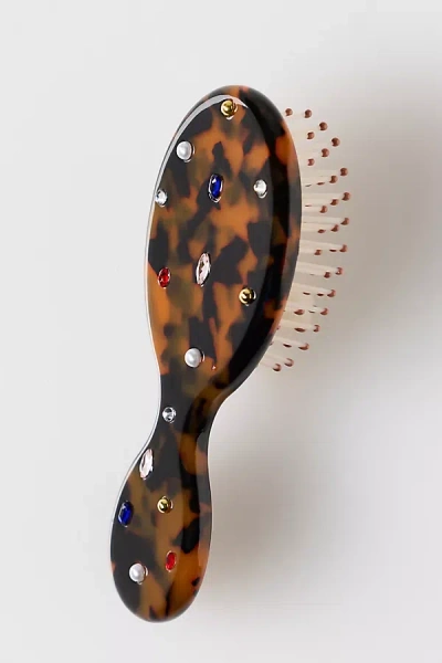 By Anthropologie Mini Tortoiseshell Hair Brush With Gems In Multicolor