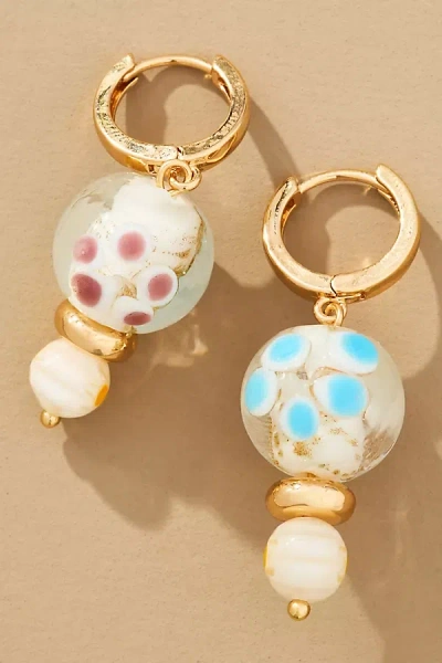 By Anthropologie Mismatched Beaded Charm Huggie Hoop Earrings In Clear