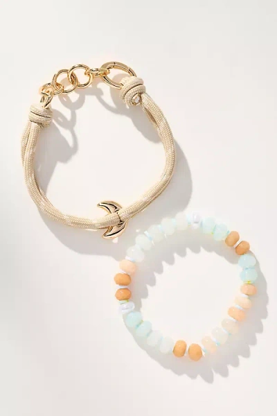 By Anthropologie Mixed Bead Bracelets, Set Of 2