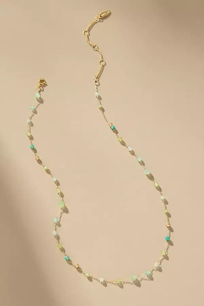 By Anthropologie Mixed Bead Dainty Necklace In Blue