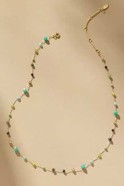 By Anthropologie Mixed Bead Dainty Necklace In Green