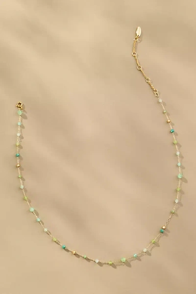 By Anthropologie Mixed Bead Dainty Necklace In Mint