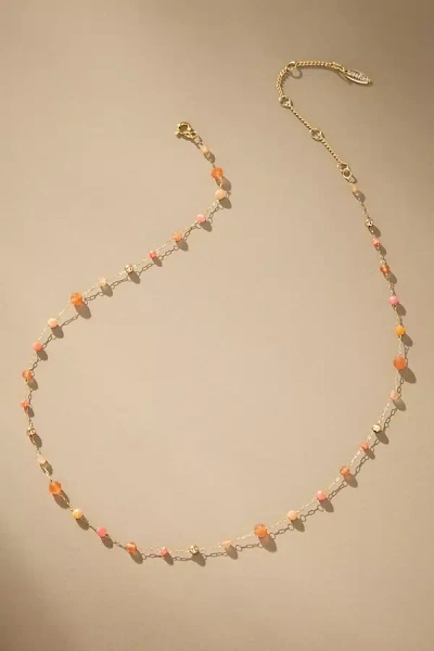 By Anthropologie Mixed Bead Dainty Necklace In Orange