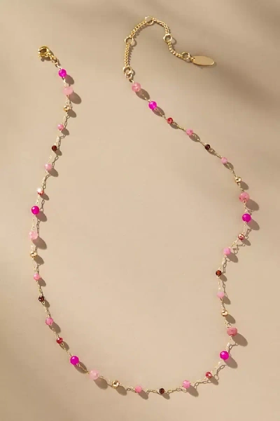 By Anthropologie Mixed Bead Dainty Necklace In Purple