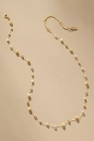 By Anthropologie Mixed Bead Dainty Necklace In White