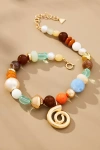 By Anthropologie Mixed Beaded Spiral Pendant Necklace In Multicolor
