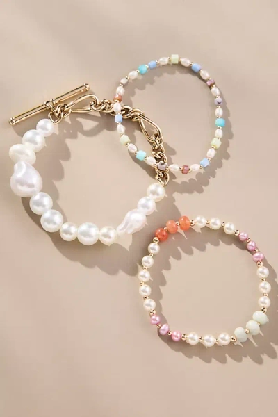 By Anthropologie Mixed Beaded Stretch Bracelets, Set Of 3