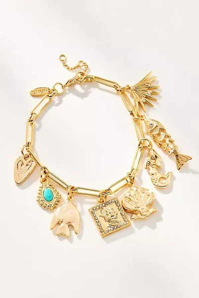 By Anthropologie Mixed Charm Bracelet In Yellow