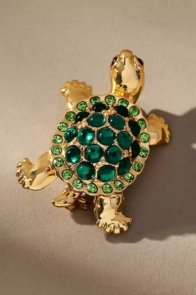By Anthropologie Mixed Crystal Animal Icon Brooch In Green