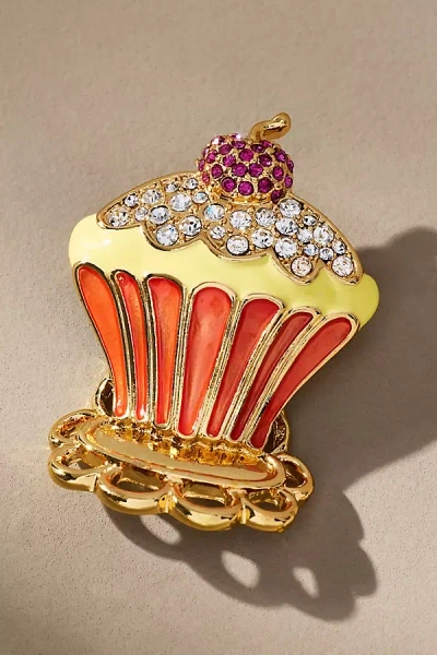 By Anthropologie Mixed Crystal Animal Icon Brooch In Pink