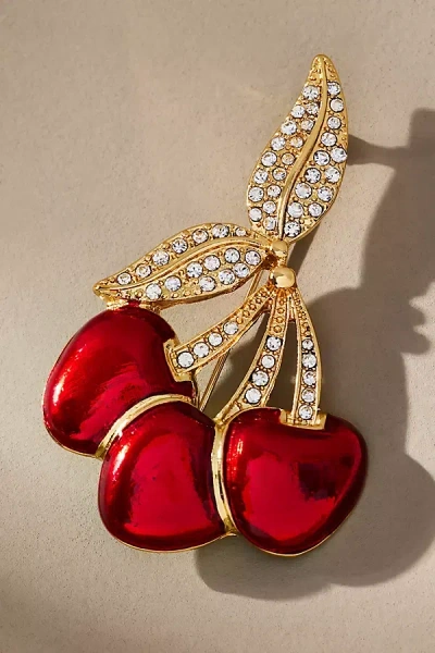 By Anthropologie Mixed Crystal Animal Icon Brooch In Red