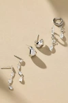 By Anthropologie Mixed Crystal Drippy Earrings, Set Of 3