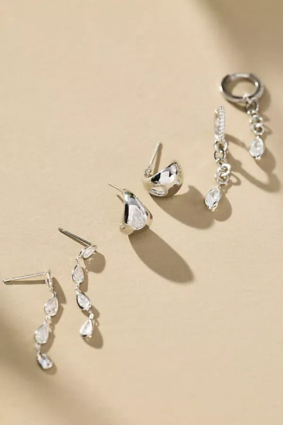 By Anthropologie Mixed Crystal Drippy Earrings, Set Of 3