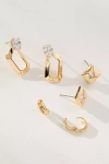 By Anthropologie Mixed Crystal Huggie Hoop Earrings, Set Of 3