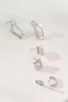 By Anthropologie Mixed Crystal Huggie Hoop Earrings, Set Of 3