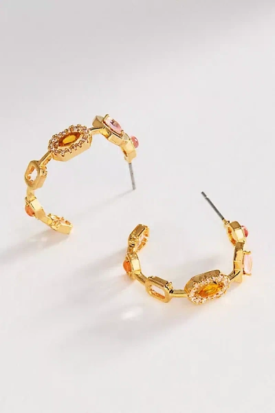 By Anthropologie Mixed Crystal Mini Hoop Earrings In Gold