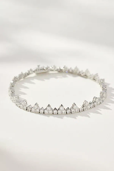 By Anthropologie Mixed Crystal Tennis Bracelet In Silver