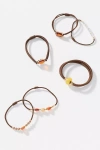 By Anthropologie Mixed Gem Hair Ties, Set Of 6 In Sand