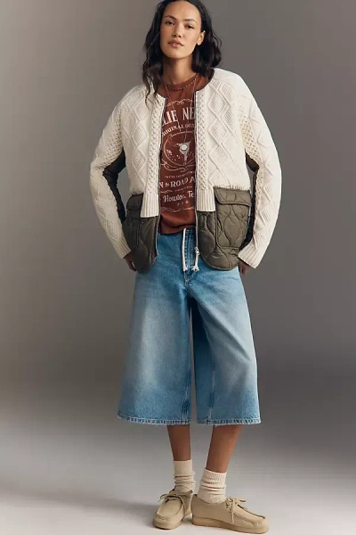 By Anthropologie Mixed Knit Jacket In White