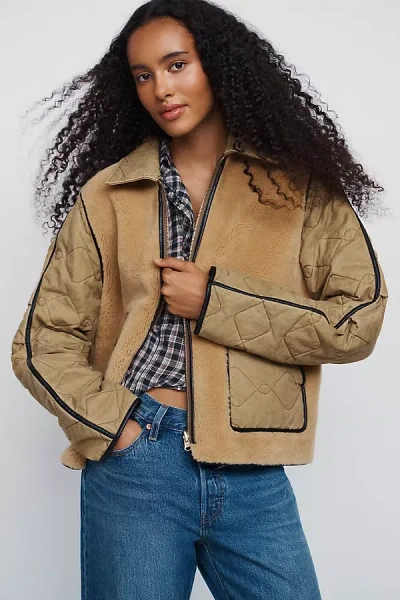 By Anthropologie Mixed Media Jacket In Brown