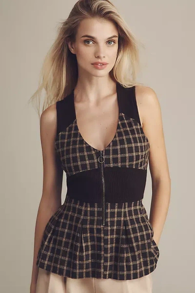 By Anthropologie Mixed Media Tank Top In Black